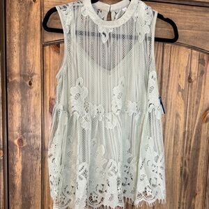 Arizona Jean Company Lace Sleeveless Blouse - Green